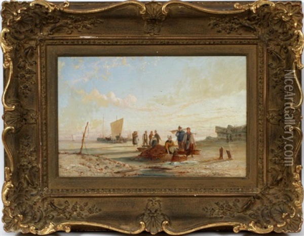 Seascape With Figures Oil Painting - William Raymond Dommersen