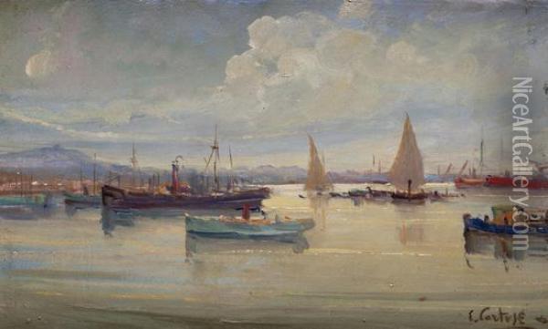 Barche In Porto Oil Painting - Cortese