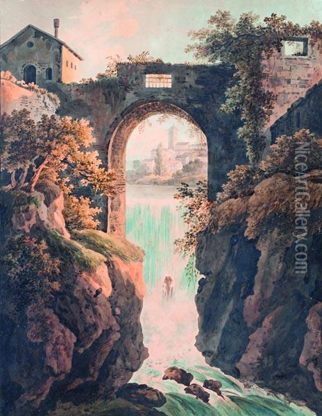 La Prima Cascata, Tivoli Oil Painting - Rudolph Muller