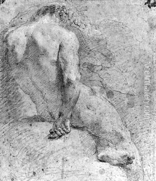A seated nude, seen from behind Oil Painting - Anton Domenico Gabbiani