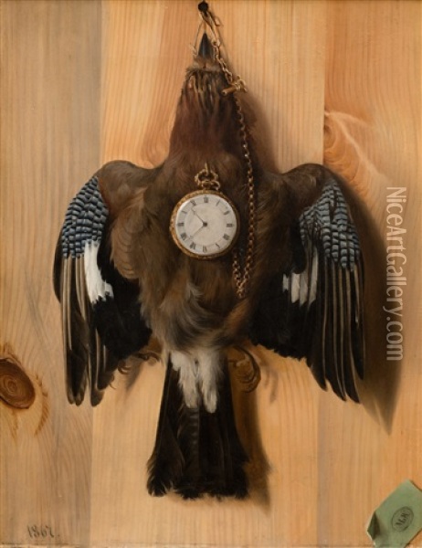 Jaybird As Watchpillow Oil Painting - Magnus Von Wright