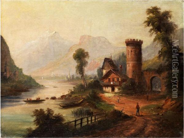 Landschaft Aus Der Umgebung Von Ahrensburg Oil Painting - Eugene Gustav Ducker