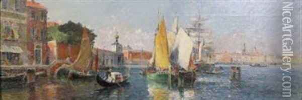 Vue De Venise Oil Painting - Gaston Marie Anatole Roullet