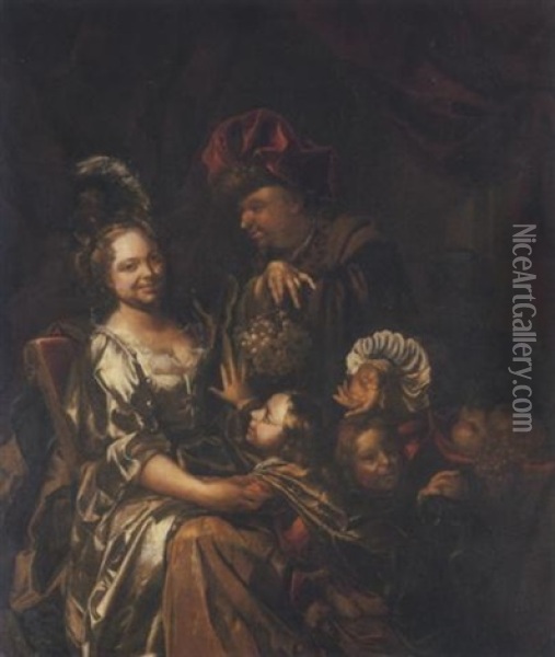 A Family Portrait Oil Painting - Johannes Voorhout the Elder