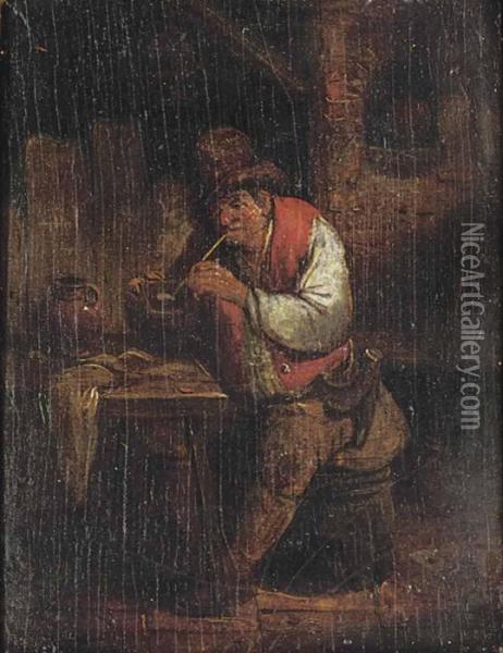 A Good Smoke Oil Painting - David The Younger Teniers