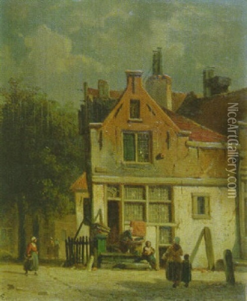 Hollandische Kleinstadtidylle Oil Painting - Adrianus Eversen