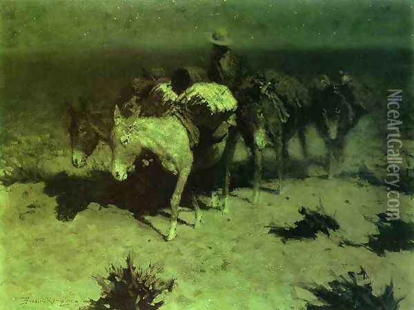 A Pack Train Oil Painting - Frederic Remington