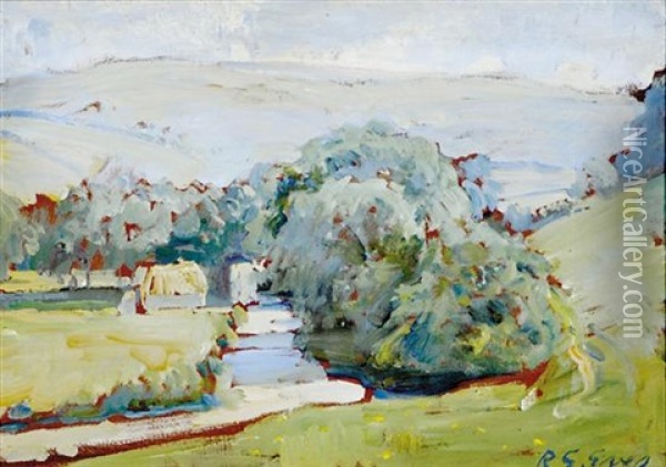 Along The Riverbank Oil Painting - Reginald Grenville Eves