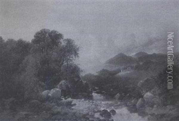 Fishing In The Scottish Highlands Oil Painting - Joseph Horler