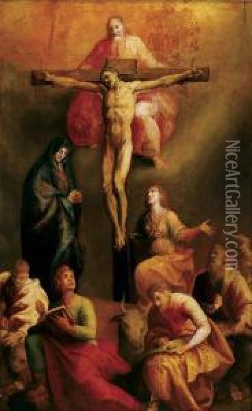 Crucifixion With The Four Evangelists Oil Painting - Andrea Del Sarto