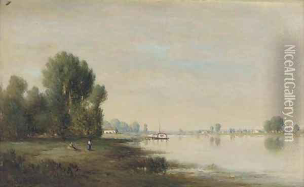 By the river Oil Painting - Gilbert Davis Munger