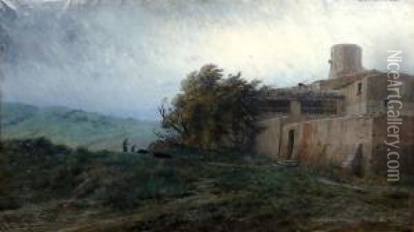 Vista Rural Oil Painting - Modesto Urgell y Inglada