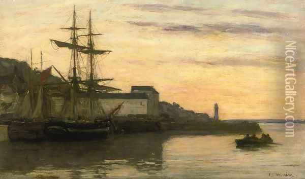 Honfleur, Sailboats Oil Painting - Eugene Boudin