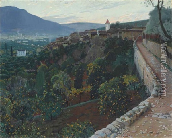 El Poblet, Biniaraix, Majorca Oil Painting - Santiago Rusinol