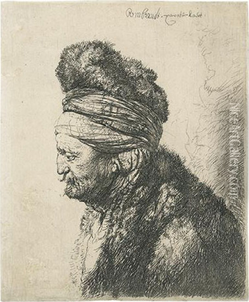 The Second Oriental Head. Oil Painting - Rembrandt Van Rijn