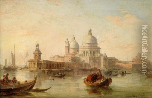The Entrance To The Grand Canal, Venice With The Dogana And The Salute Oil Painting - Edward Pritchett