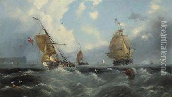 Fishing Boats Oil Painting - John Wilson Carmichael