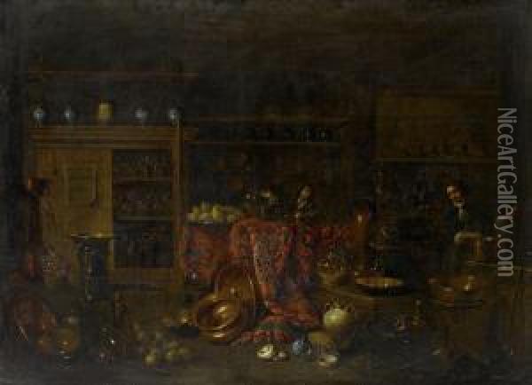 The Interior Of A Chemist Shop Oil Painting - Giovanni Domenico Valentino