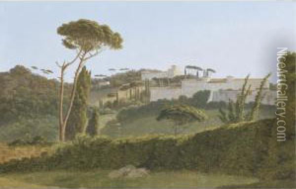 A View Of The Pines Of The Villa Borghese From The Back Of The Villa Medicis Oil Painting - Pierre-Athanase Chauvin