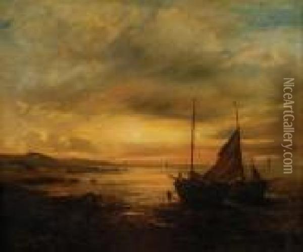 Low Tide, Evening Oil Painting - Samuel Bough