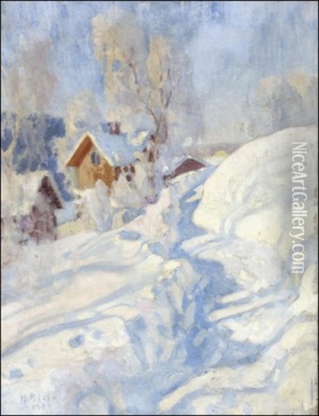 Talvimaisema Oil Painting - Helmi Ahlman Biese