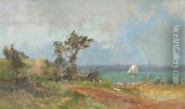 Landscape With Sailboat Oil Painting - Lucius Richard O'Brien