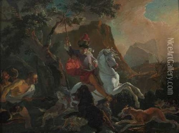 Wildschweinjagd Oil Painting - Abraham Danielsz Hondius