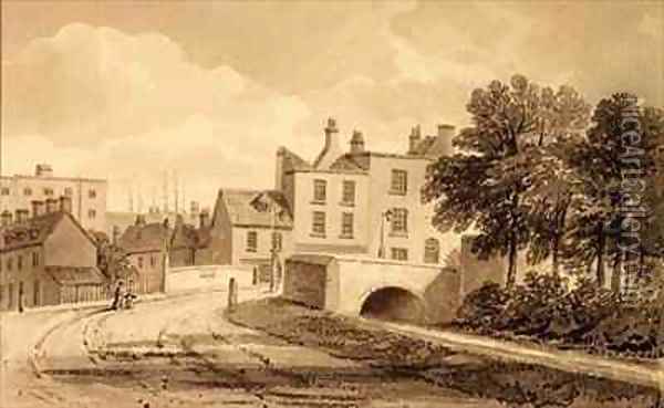View of the Mill Pond Bridge, Bermondsey Oil Painting - John Chessell Buckler
