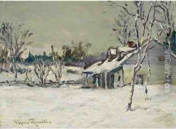 Quebec Home In Winter Oil Painting - George Horne Russell