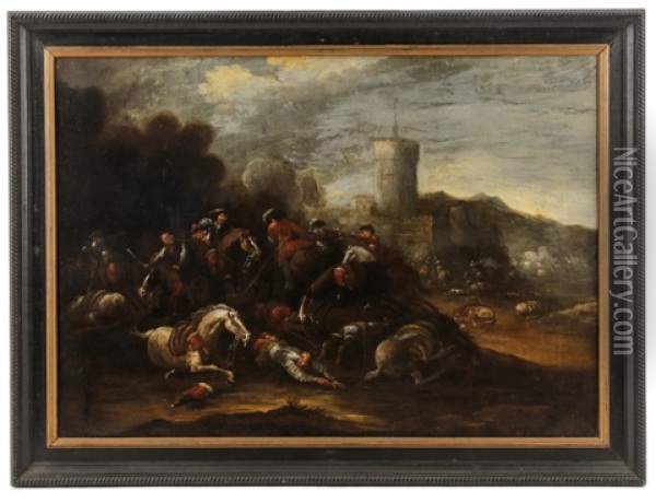 Battle Under The Turret Oil Painting - Jacques Courtois