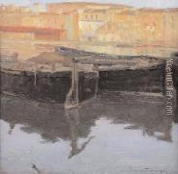 La Darsena Di Palermo Oil Painting - Domenico Quattrociocchi