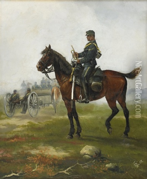 Kavalleristen Oil Painting - Thure Nikolaus Cederstrom