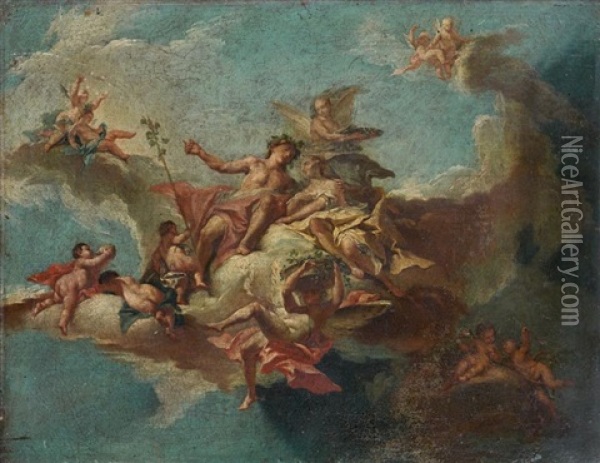 Bacchus Et Ariane Oil Painting - Giovanni Battista Crosato