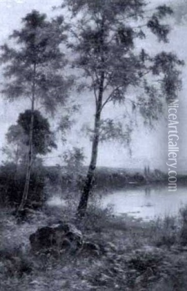 Birch Tree Landscape Oil Painting - Ernest Parton