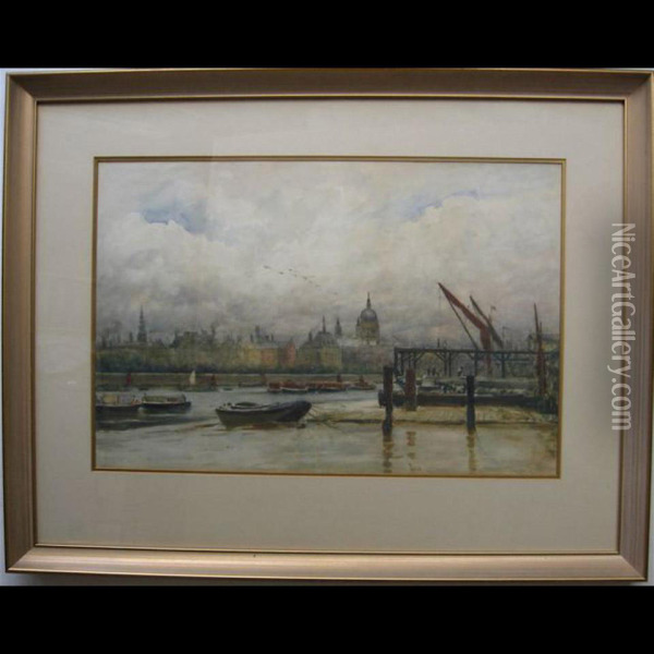Thames View Oil Painting - Arthur George Bell