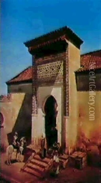 Entree De La Mosquee Oil Painting - Marc Alfred Chataud