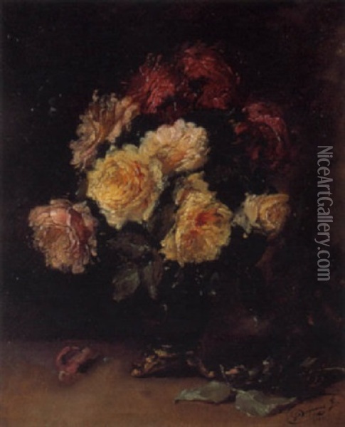 Bouquet De Fleurs Oil Painting - Jules Alfred Duquenne