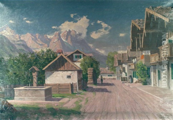 Fruhlingsstrase In Garmisch Oil Painting - Hans Maurus