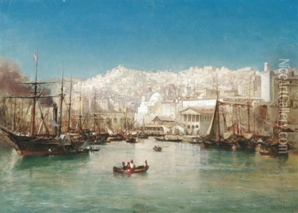 Im Hafen Einer Nordafrikanischen Stadt Oil Painting - Antoine Emile Plassan