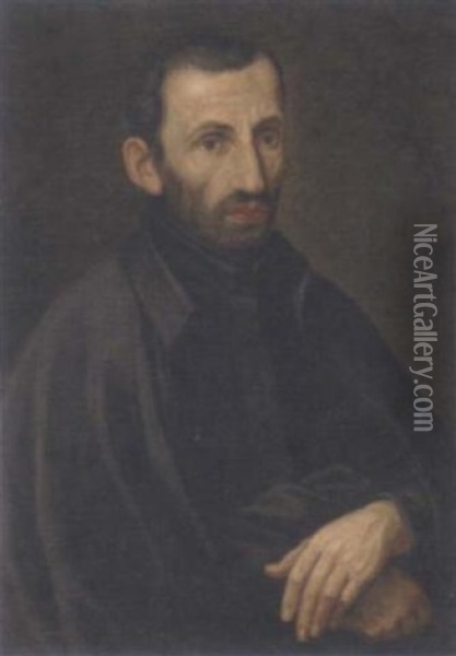 Portrait Of A Gentleman In A Black Cape Oil Painting - Daniele Crespi