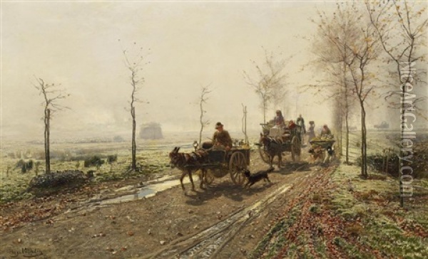 Herbstmorgen Am Niederrhein Oil Painting - Hugo Muehlig