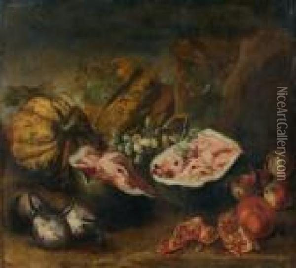 Nature Morte Aux Pasteques Et Auxcoings Oil Painting - Abraham Brueghel