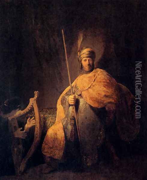 David Playing The Harp To Saul Oil Painting - Rembrandt Van Rijn