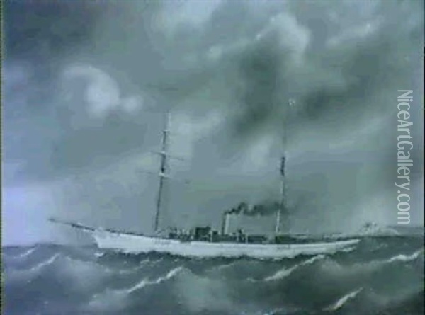 Yacht Semiramis Oil Painting - Eugene Grandin