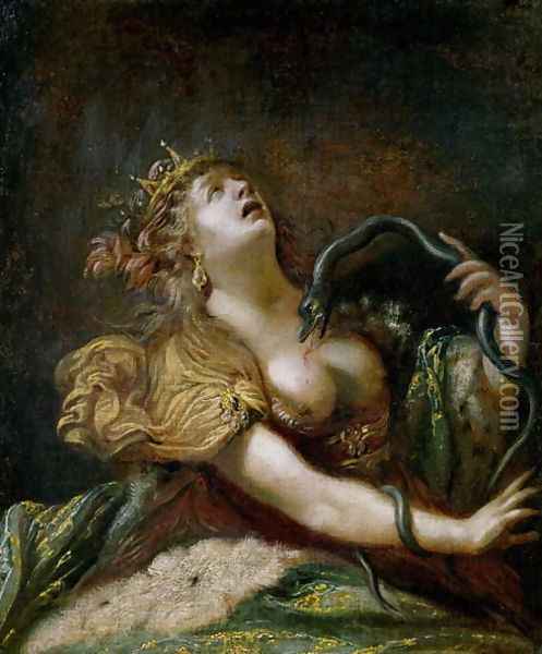 Cleopatra Committing Suicide Oil Painting - Claude Vignon