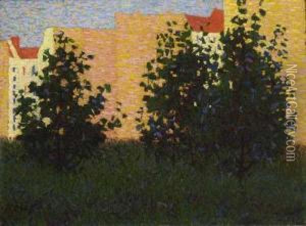 Hauserzeile. 1908 Oil Painting - Arthur Segal