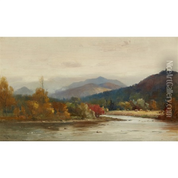 On The Dee Above Balmoral Oil Painting - Thomas Bunting