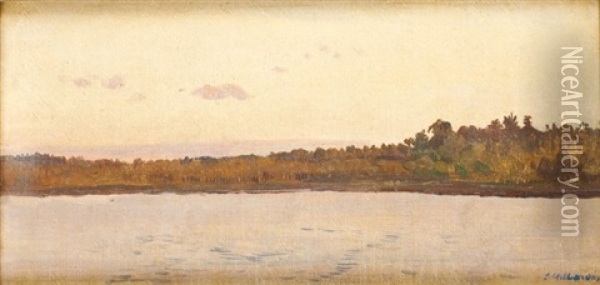Jezioro Oil Painting - Josef Chelmonski