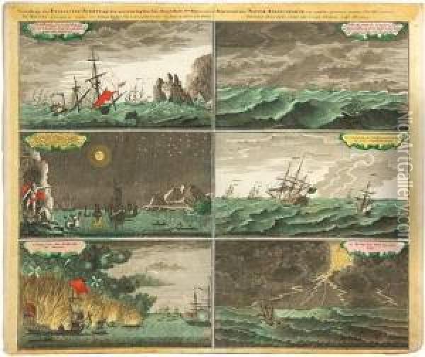 Die Koenigl. Flotte U. Fischerey Von Gross-britannien Oil Painting - Johan Baptist Homann