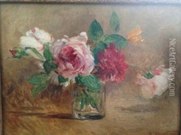 Vase Aux Roses Oil Painting - Rene Louis Chretien